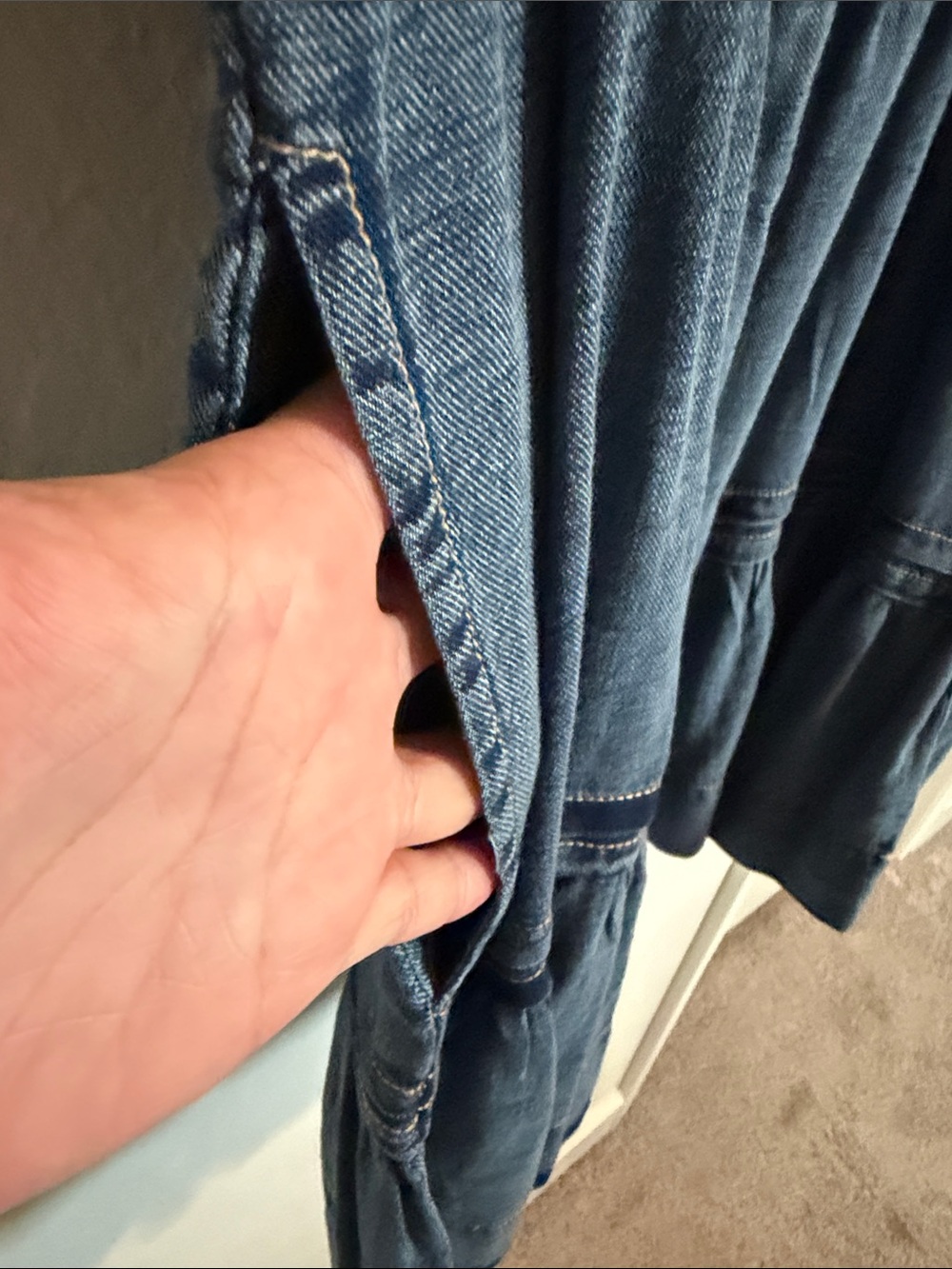 Anthropology Denim Tiered Short Sleeve Dress - Blue - Picture 7 of 9